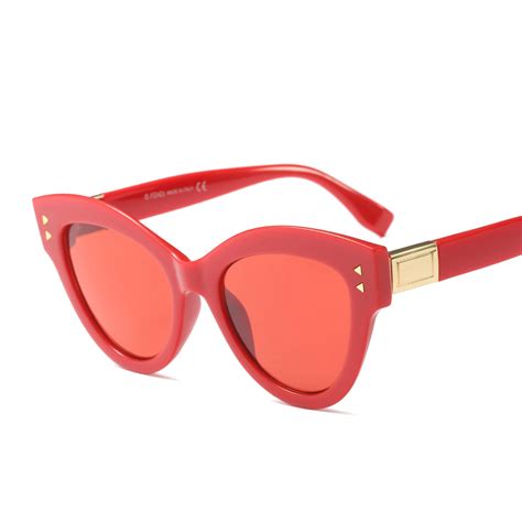 Womens Cat Eye Sunglasses 2018 New Designers Fashion Red Tones Womens