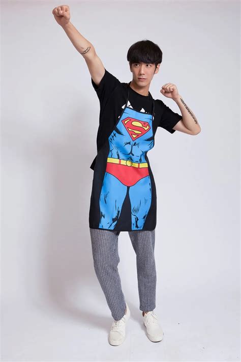 2016 Hot Funny Novelty Sexy Dinner Party Superman Cooking Apron Wonder