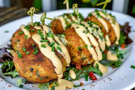 Premium Photo Delightful Crab Cakes Drizzled With Spicy Remoulade