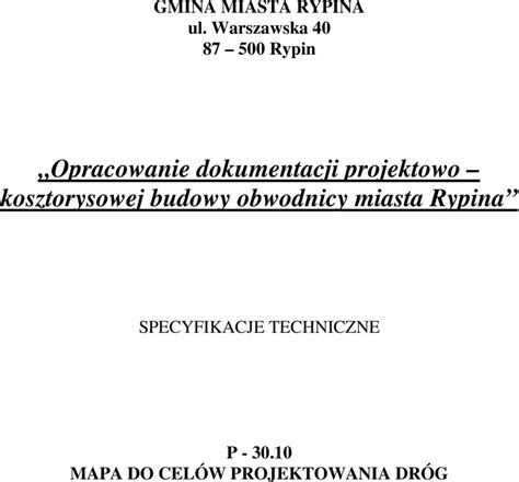 Opracowanie Dokumentacji Projektowo Kosztorysowej Budowy Obwodnicy