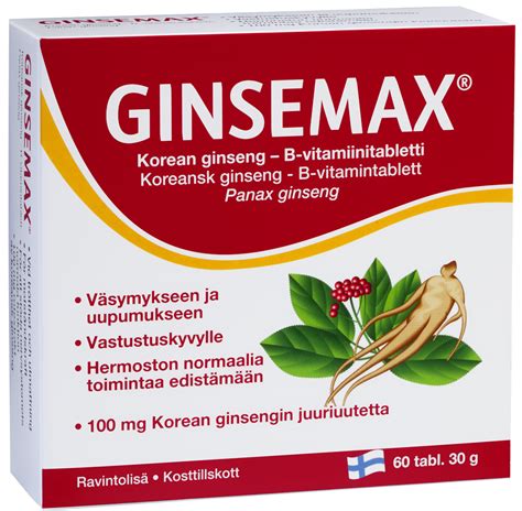 Мультивитамины и иммунитет Ginsemax ginseng+B-Vitamiini 60tab 6428300003417