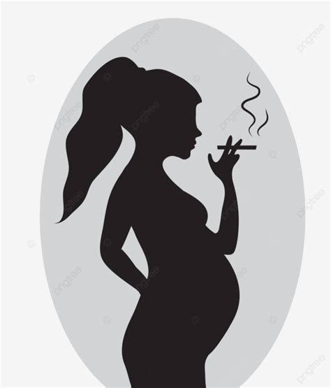 Ilustración De Una Mujer Embarazada Vectora Fumando Un Cigarrillo En