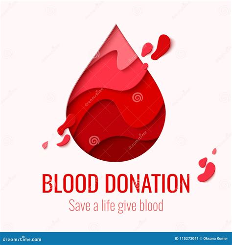 World Blood Donor Day Red Paper Cut Blood Drop Stock Vector