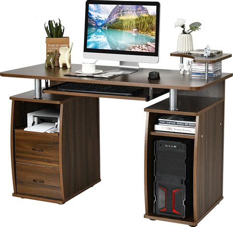 COSTWAY Bureau Informatique Table De Bureau En MDF Pour Ordinateur