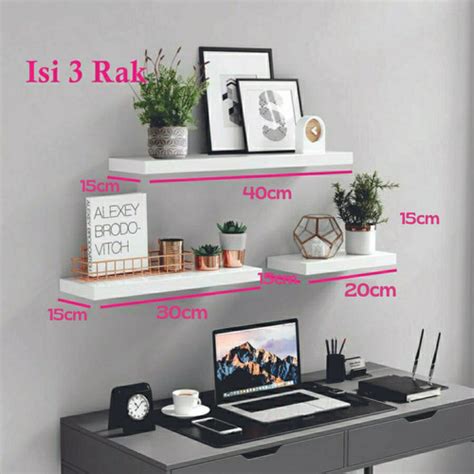 Jual Rak Dinding Ambalan Floating Shelf Rak Melayang Set Isi Pcs