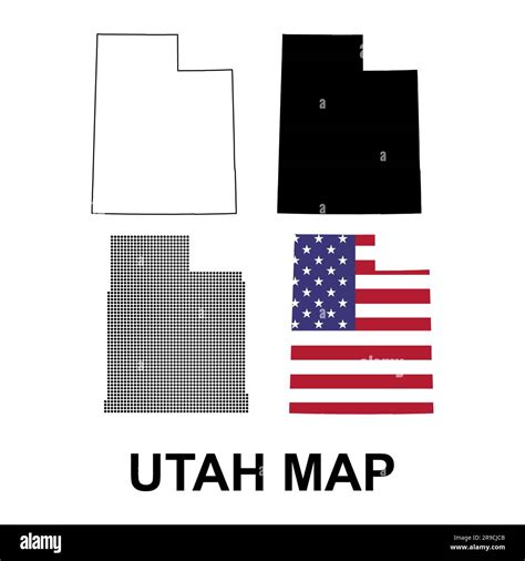 Set Of Utah Map Shape United States Of America Flat Concept Icon Symbol Vector Illustration