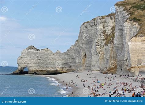 Pebble Beach And White Cliffs Of Etretat Normandy France Editorial