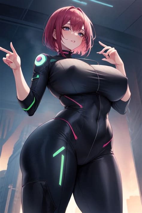 Cyberpunk Hacker Thick Form Fitting Clothes AI Porn