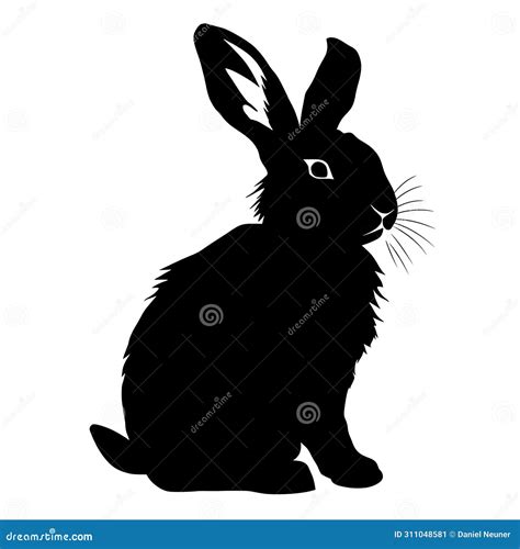 Black Silhouette of a Rabbit on a White Background - Side View Stock Illustration - Illustration ...