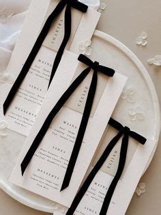 Modern Romantic Wedding Menus Place Cards In Black And White