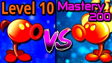 Compare Mastery 200 Vs Level 10 Fire Peashooter Pvz 2 Gameplay