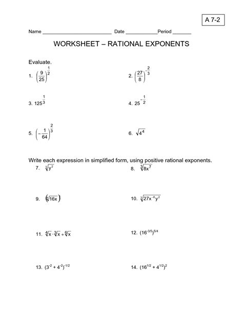 Simplifying Exponents Worksheet