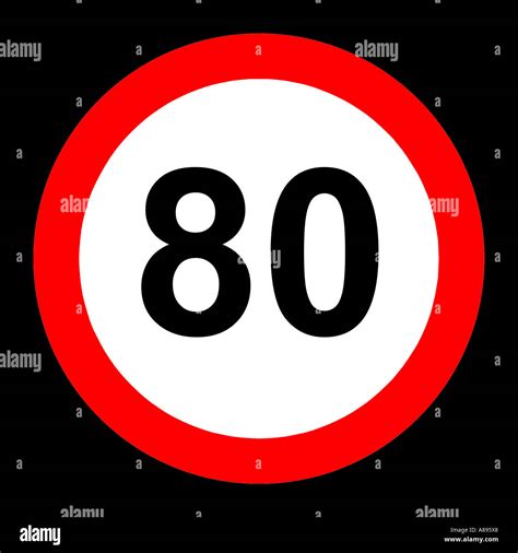 Eighty 80 Miles Per Hour Speed Limit Road Sign On Black Background