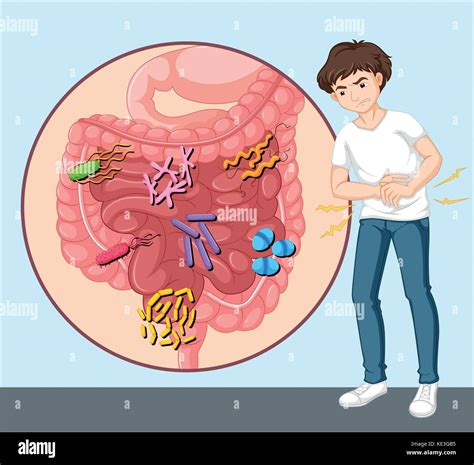 El hombre tras la intoxicación alimentaria ilustración Imagen Vector de