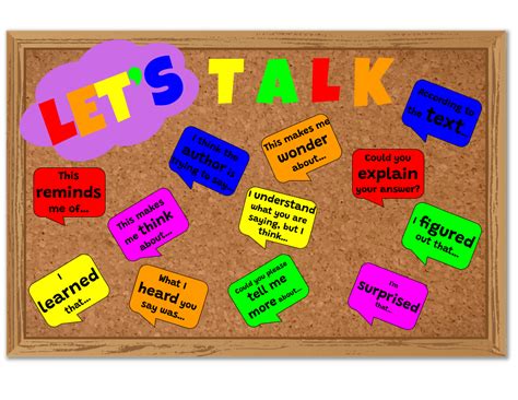 Colorful Rainbow Theme Ela Conversation Starters Bulletin Board Poster Set Classful