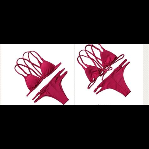 Swim New Deep Red Sexy Cheeky Summer Strappy Bikini Set Poshmark