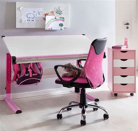 Wohnling Design Kinderschreibtisch MORITZ Holz 120 x 60 cm rosa weiß