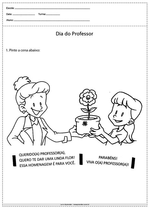 Atividades De Artes Dia Do Professor - Atividade Dia do Professor - Atividades Educativas - Ler e Aprender