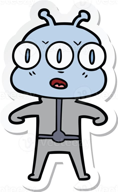 Sticker Of A Cartoon Three Eyed Alien 44285759 Png