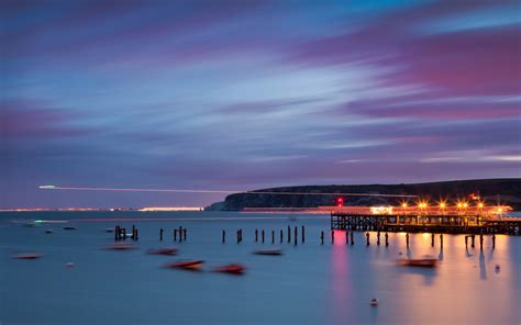 Fondos De Pantalla Luces Puesta De Sol Mar Paisaje Urbano Bah A