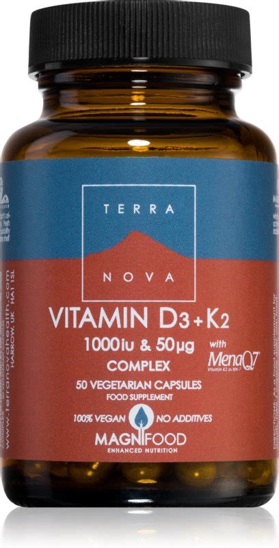 Terranova Health Vitamin D3 1000 IU K2 50 Ug Capsules Pour La