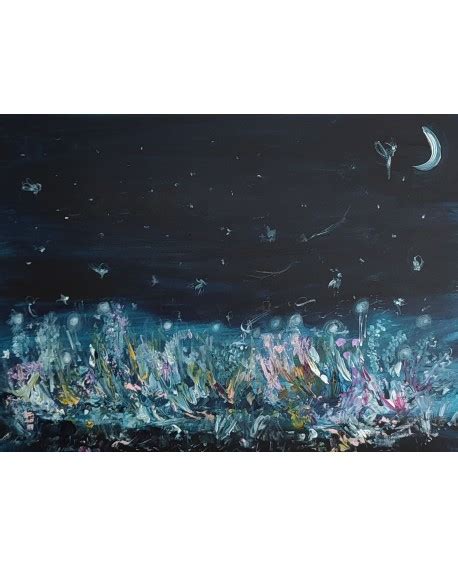 Tableau Abstrait Scintille Sous La Lune Nuit Et étoiles Dans Une