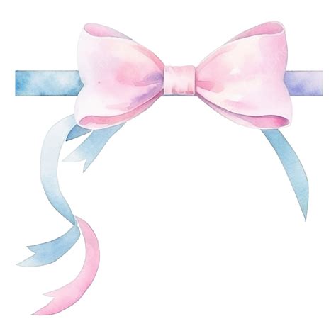 Cute Watercolor Ribbon Banner And Frame With Pastel Watercolor