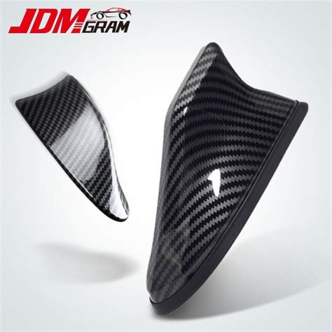 JDMGRAM Carbon Fiber Car Shark Fin Antenna Universal Radio FM AM Signal