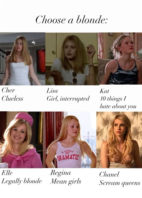 Choose A Blonde Blonde Movie Mean Girls Girly Movies