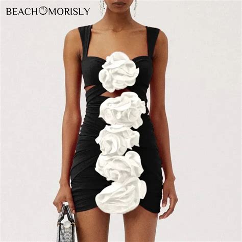 2024 Women S Black 3D Flower Cutout One Piece Swimsuit And Skirt Bikini Set Swimwear Women Png