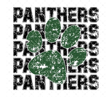 Panthers Green Paw Print Png Tx Spirit Png Digital File Etsy