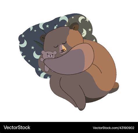 Winter sleep- brown bear hibernation Royalty Free Vector