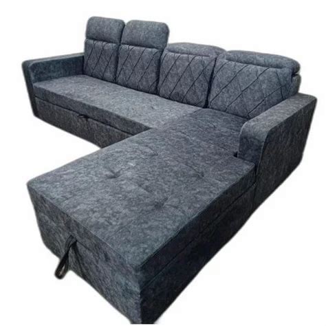 5 Seater Wooden Grey L Shape Sofa Set, With Lounger at Rs 43000/set in ...