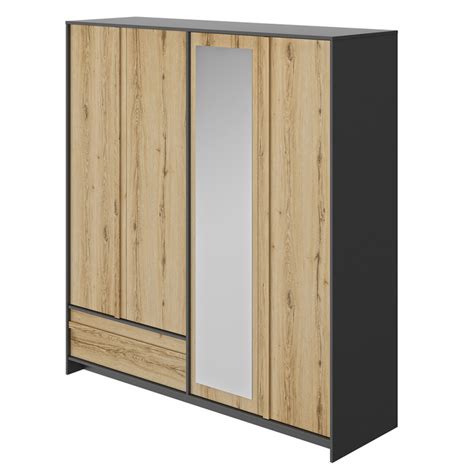 Armoire adulte moderne 197 cm chêne noir Rochelle Matelpro