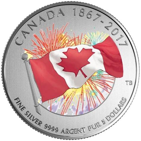 2017 1867 Canadian 5 Proudly Canadian Fine Silver Coin Glow In