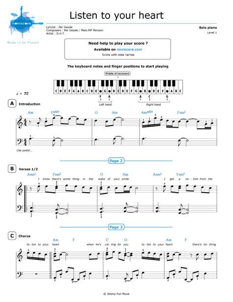 Piano sheet music Listen to your heart (D.H.T) | Noviscore sheets