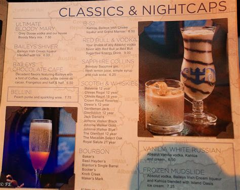 Listes De Boissons Royal Caribbean Prix Menus Et Bien Plus Encore