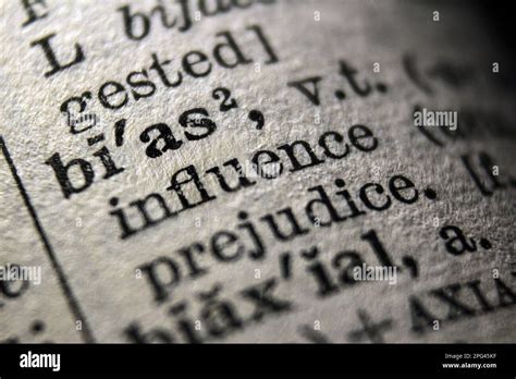 definition  word bias  dictionary page close  stock photo alamy