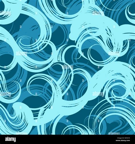 Blue Waves Seamless Pattern Vector Illustration Stock Vector Image