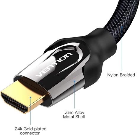 Vention 4k Hdr Nylon Braided Hdmi Cable With 18 Gbps High Speed Ethern Jg Superstore