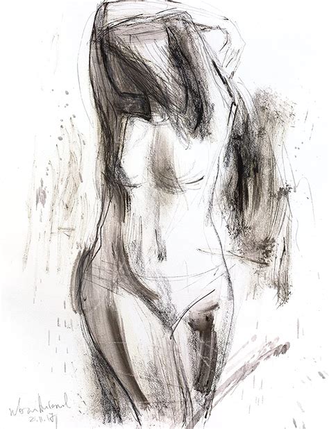 Amazon Nude Female Sketch Print Charcoal Drawing Woman Figure