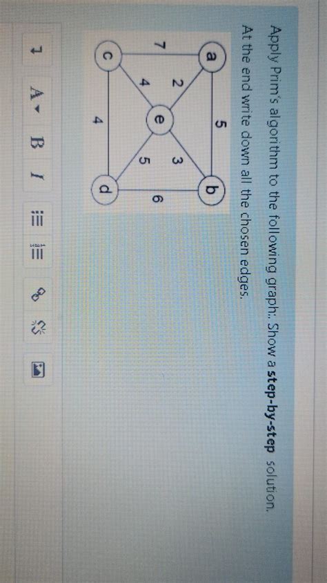 Solved Apply Prim S Algorithm To The Following Graph Show Chegg