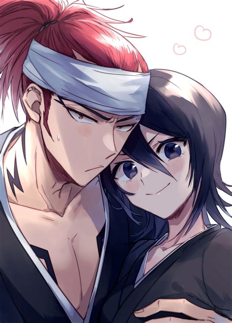 Safebooru 1boy 1girl Abarai Renji Bangs Black Hair Black Kimono Bleach Hair Between Eyes