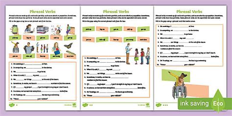 Phrasal Verbs Gap Fill Differentiated Worksheet Twinkl