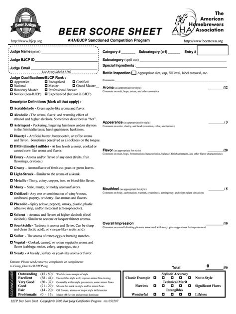 Bjcp Scoresheet Fill Out Sign Online DocHub