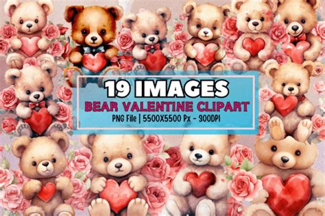 Bear Valentine Clipart Graphic By Pixel Tropic · Creative Fabrica