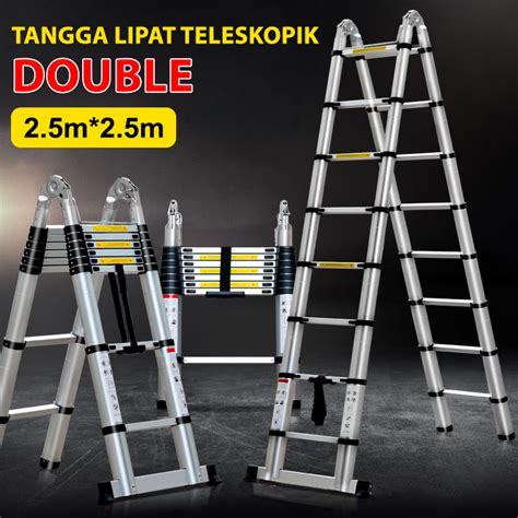 Jual PROMO Tangga Lipat Aluminium Teleskopik Ganda Portable Uk Tinggi