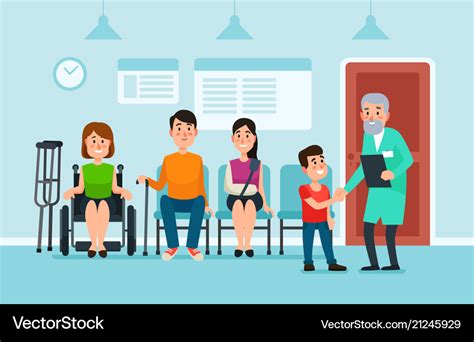 Doctor waiting room patients wait doctors Vector Image