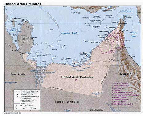 Detailed political map of UAE. United Arab Emirates detailed political ...