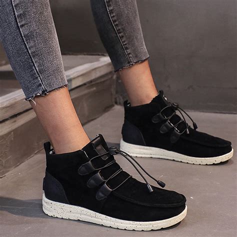 Vkekieo Women Ankle Boots Round Toe Flat Heel Sneakers Lace Lace Up